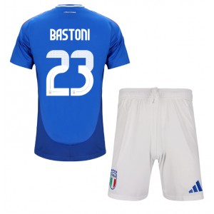 Fotbalové Dres Itálie Alessandro Bastoni #23 Dětské Domácí Oblečení ME 2024 Krátký Rukáv (+ trenýrky)